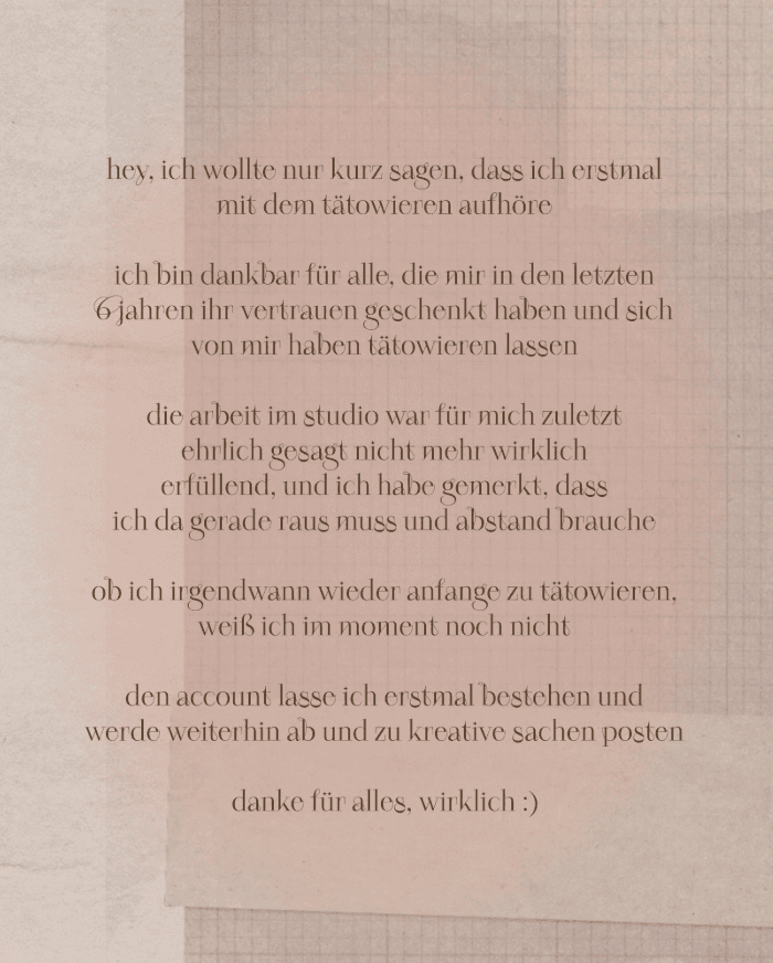 Valentinas handgeschriebener Abschiedsbrief auf Karopapier