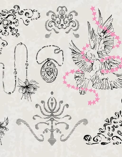 Flash-Sheet mit Engel, Amulett und Ornamenten von Valentina