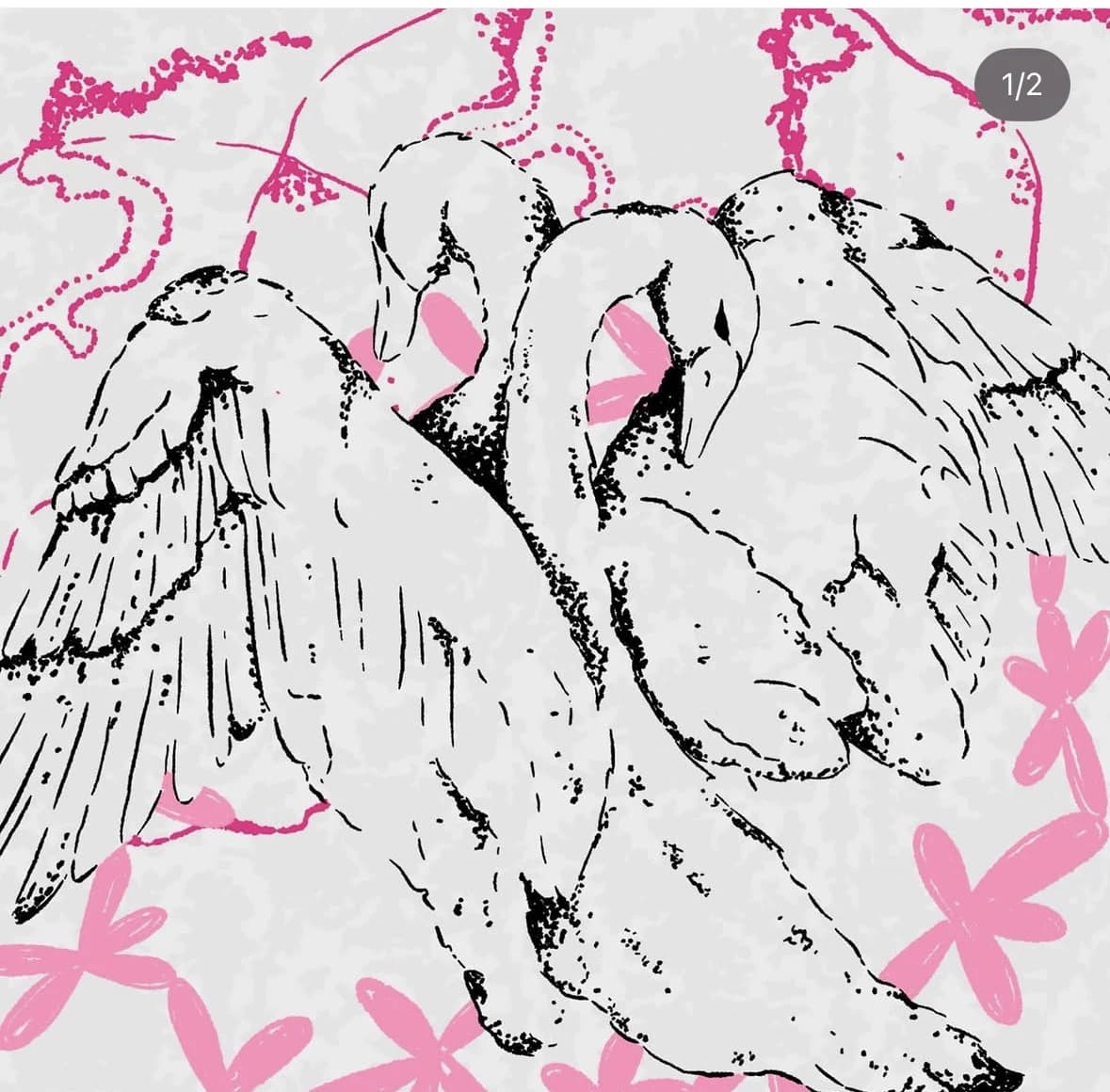 Flash-Sheet mit zwei Schwänen und pudrigem Rosa von Valentina