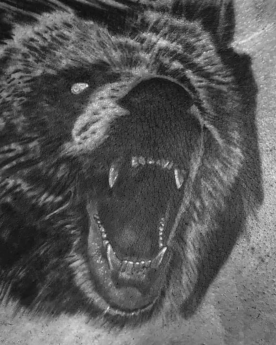 Grizzly, Realismus-Tattoo von Radoja, Cult Art Tattoo Bielefeld